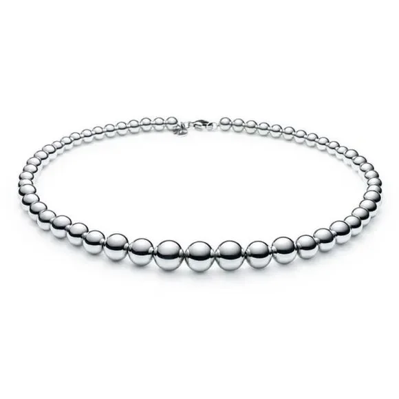 Tiffany & Co Hardwear Graduated Ball Bead Necklace - 925 Silver - 16” - Picture 5 of 15